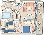 Catagory 2  Two-Bedroom Suite with Verandah  Layout the samdisney cruise category 2 stateroom disney magic and disney wonder