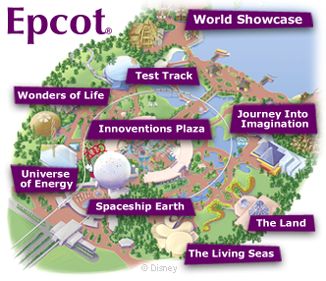 Epcot future world map disney world vacation package
